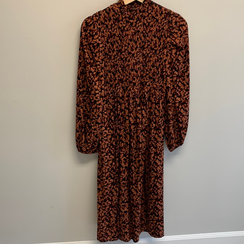 A new day floral midi dress smocking  - sz xs